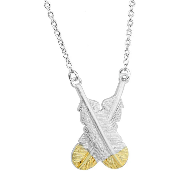 Huia Crossed Feather Necklace