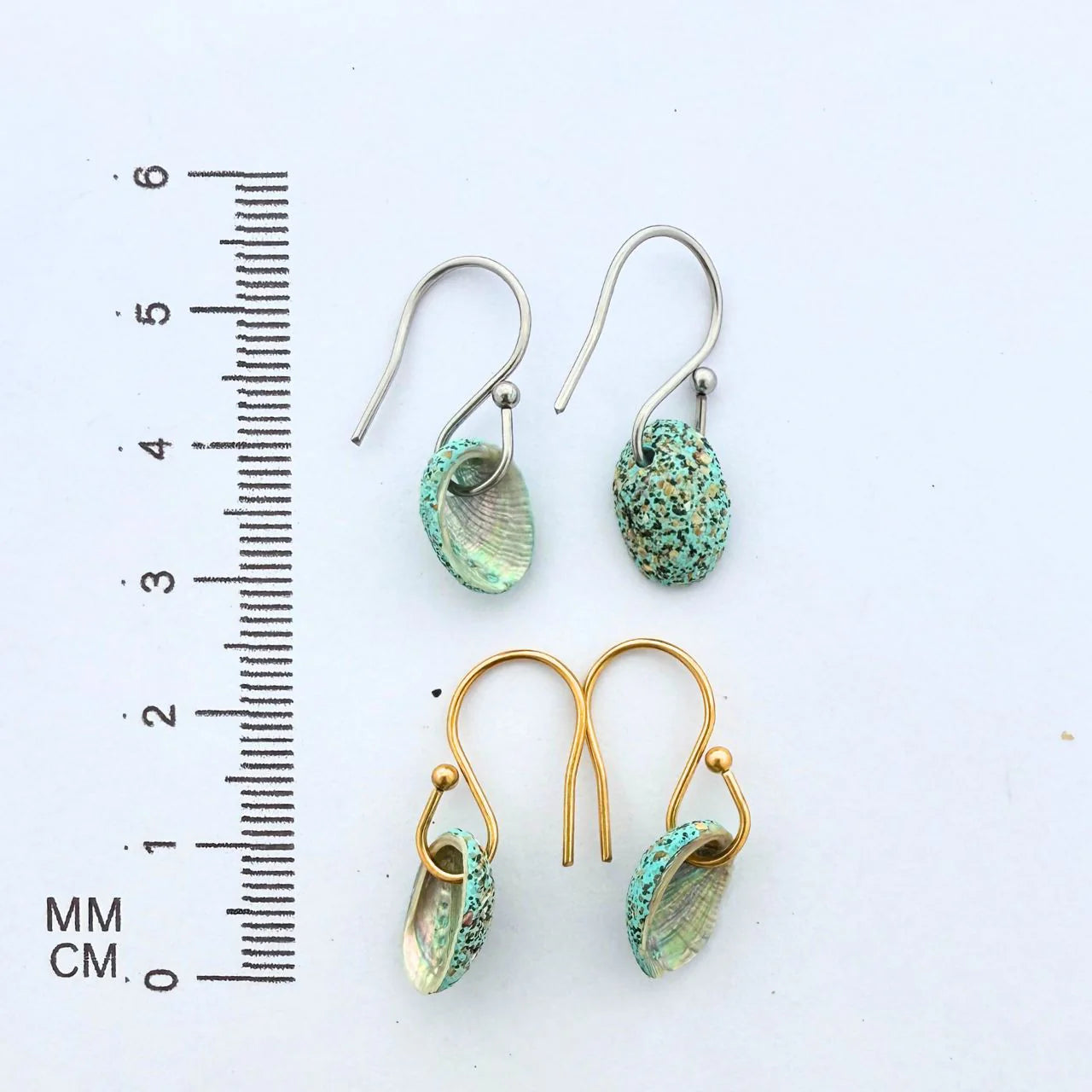 Tiny Farm Paua Shell Hook Earrings (Beachsand Stone)