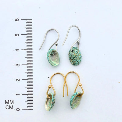 Tiny Farm Paua Shell Hook Earrings (Beachsand Stone)