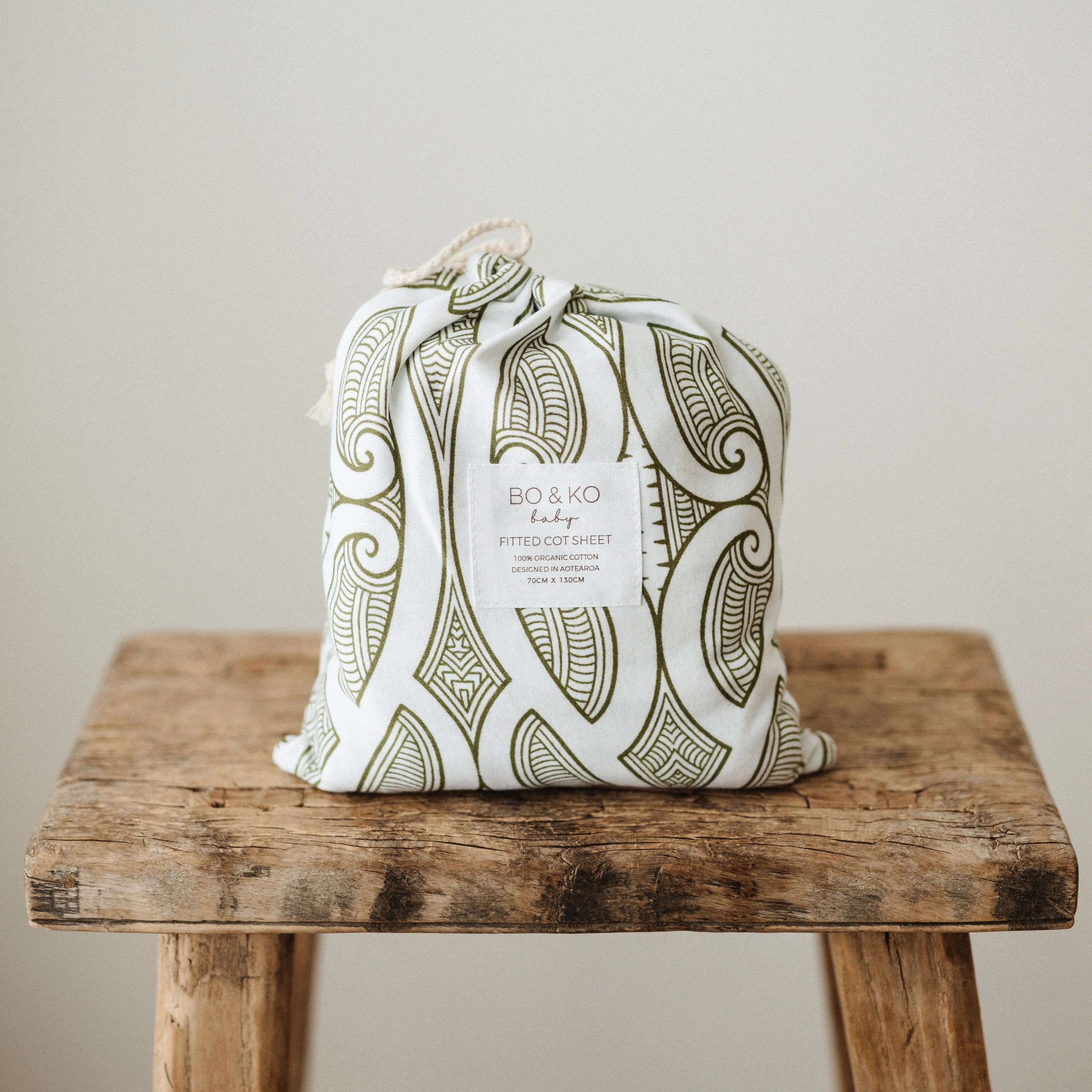 Fitted Cot Sheet | Te Pātiki Green