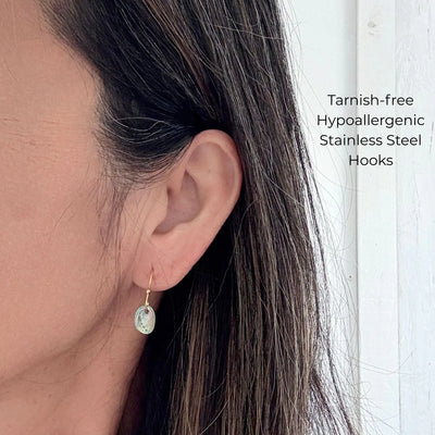 Tiny Farm Paua Shell Hook Earrings (Beachsand Stone)