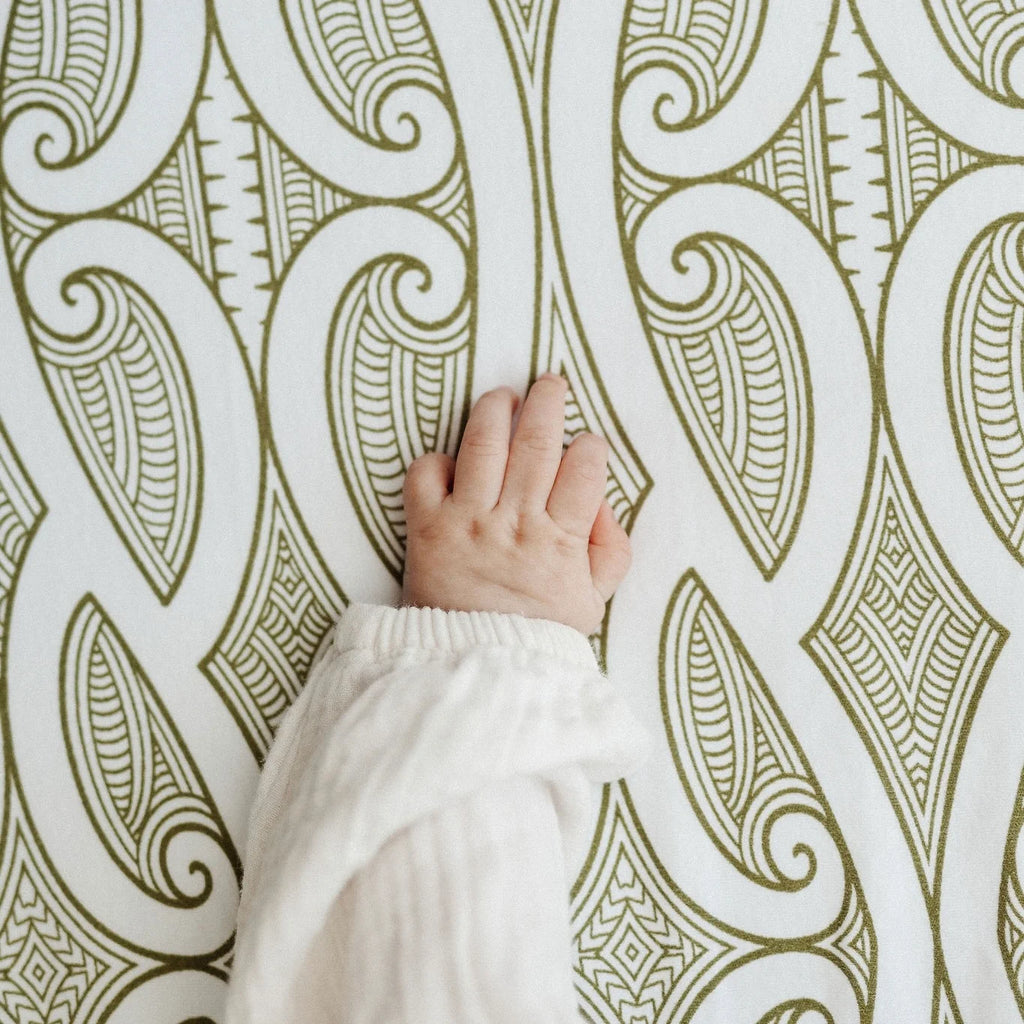 Fitted Cot Sheet | Te Pātiki Green