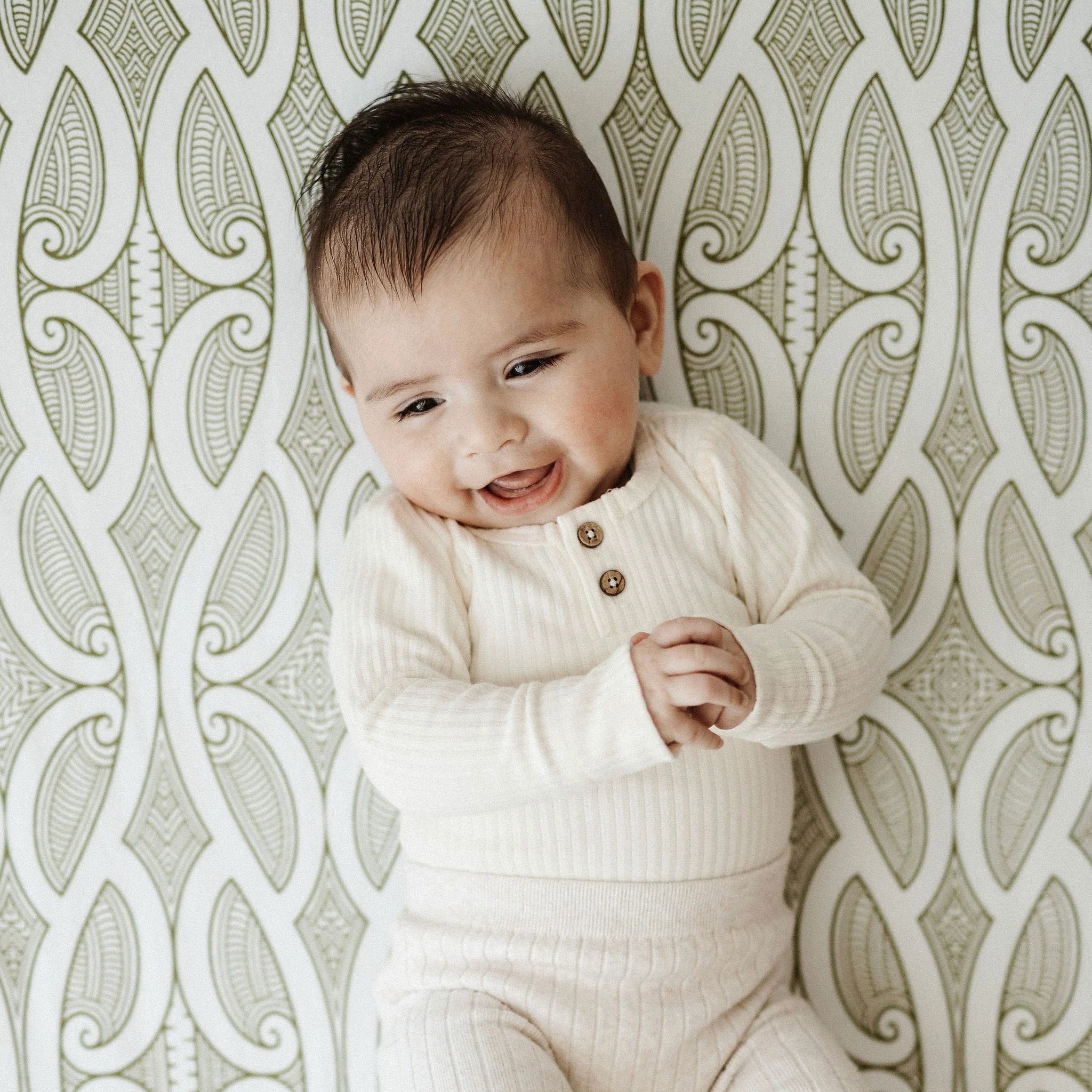 Fitted Cot Sheet | Te Pātiki Green