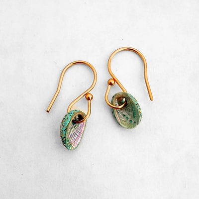 Tiny Farm Paua Shell Hook Earrings (Beachsand Stone)