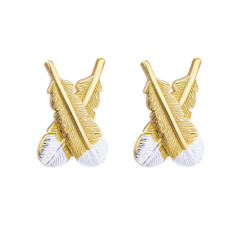 Huia Crossed Feather Earrings