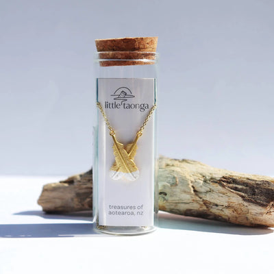 Huia Crossed Feather Necklace
