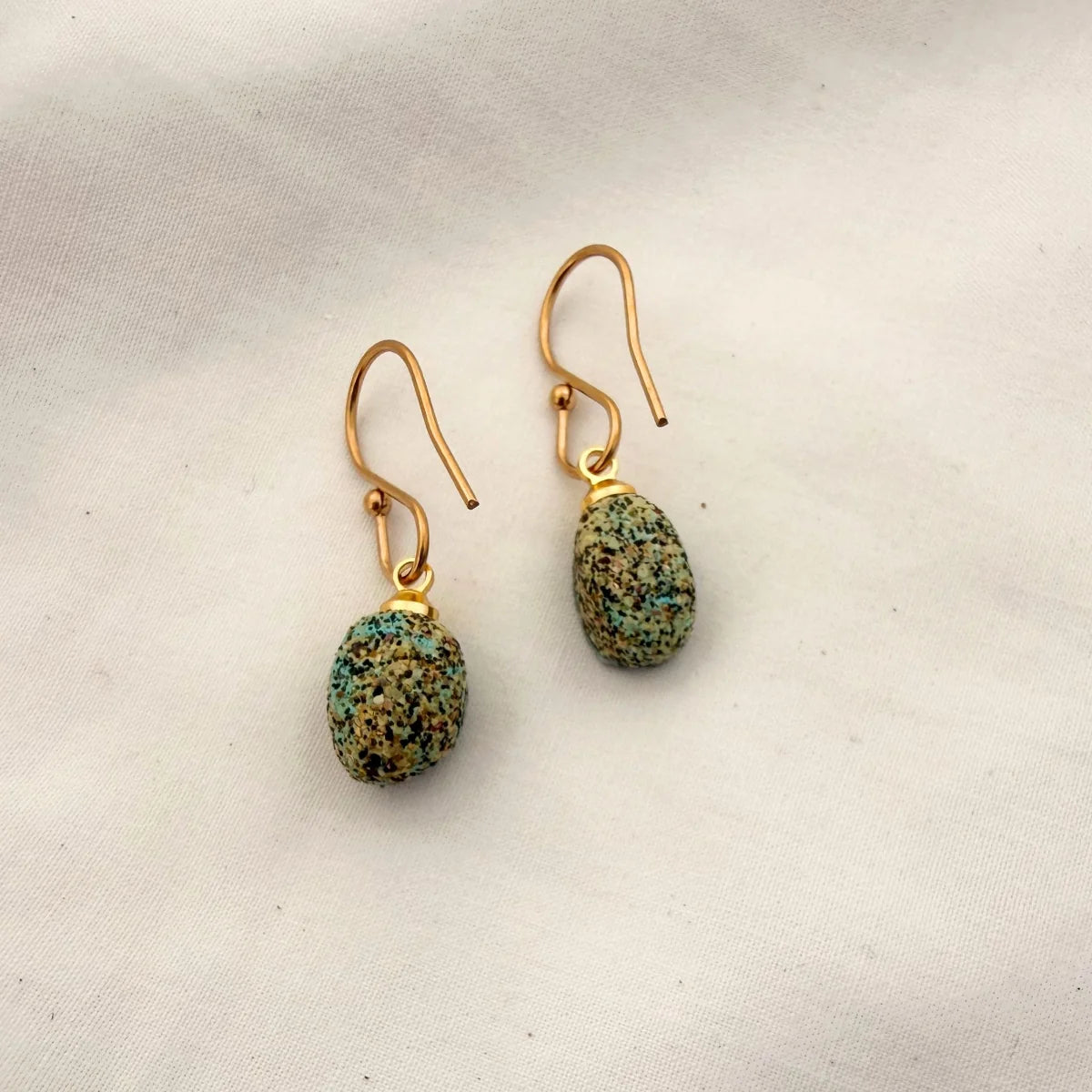 Tiny Farm Paua Shell Hook Earrings (Beachsand Stone)